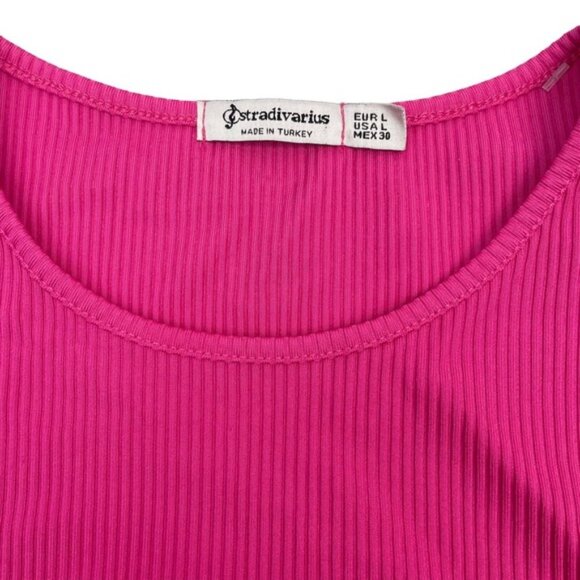 NWT STRADIVARIUS Ribbed Cut Out Top Sz Large - Picture 4 of 6